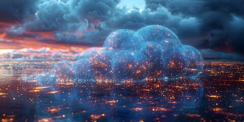 Fototapeta na wymiar Transferring Big Data Through Cloud Computing: A Futuristic Digital Internet Environment. Concept Big Data, Cloud Computing, Future Technology, Digital Environment