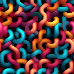 Abstract geometric seamless pattern with colorful 3d maze lines. Generative ai
