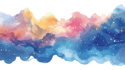 Gordijnen Watercolor Astral Field Flat vector isolated on white © Mishab