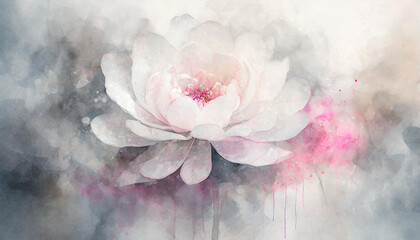 Piękny biały kwiat, piwonia, tapeta generative ai - obrazy, fototapety, plakaty