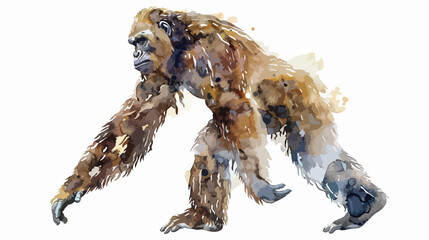 Watercolor Bigfoot Flat vector isolated on white background