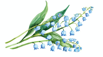 Watercolor Blue Lily of the Valley Flat vector