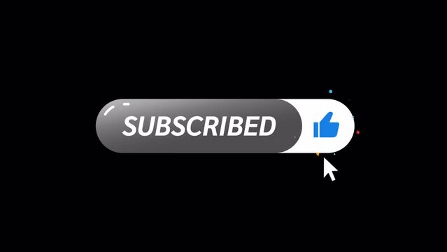 Subscribe button animation with dynamic cursor motions, responsive likes, and a notification bell. Transparent 4K Alpha Channel. Seamless loop. Perfect for openings and social media marketing.