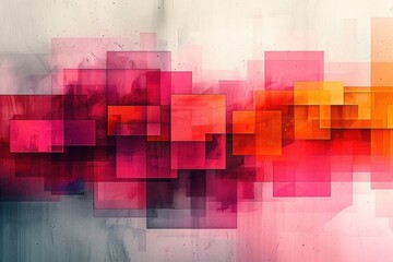 Geometric shapes on colorful background, squares in motion, digital art