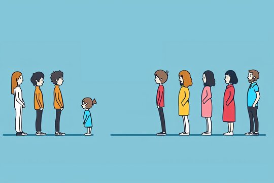 Being placed in a position of inferiority or submission , Minimalist cartoon style