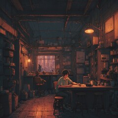 A Boy Writing,Room,Lofi