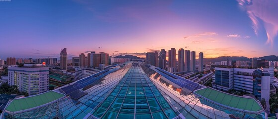 A view of a city skyline from a high rise building. Generative AI.