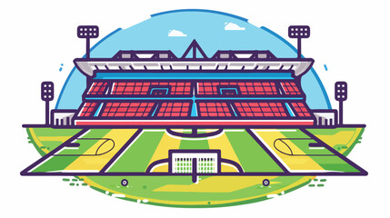Stadium soccer line and fill style icon vector illu