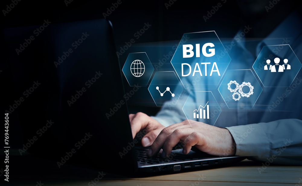 Poster big data concept. icons on virtual screen