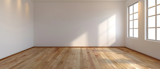 Obraz premium Mock up of empty room with an empty wall and wooden floor