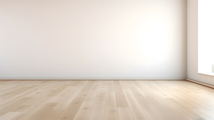 Mock up of empty room with an empty wall and wooden floor