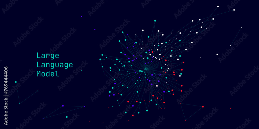 Poster illustration of abstract stream. artificial intelligence. big data, technology, ai, data transfer, d