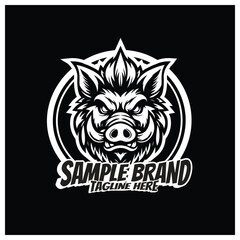 wild boar mascot character template vector