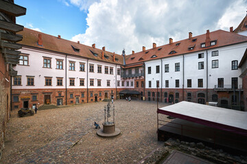 Courtyard of The Mir castle in Belarus