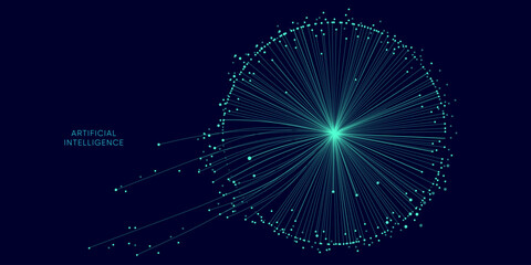 Illustration of abstract stream. Artificial intelligence. Big data, technology, AI, data transfer, data flow, large language model, generative AI © Krot_Studio
