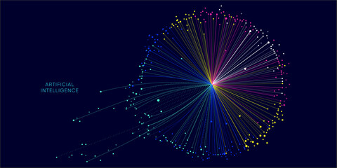 Illustration of abstract stream. Artificial intelligence. Big data, technology, AI, data transfer, data flow, large language model, generative AI © Krot_Studio