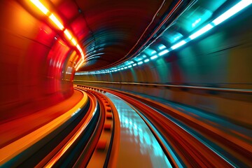 Fototapeta na wymiar Motion blur lights in a tunnel