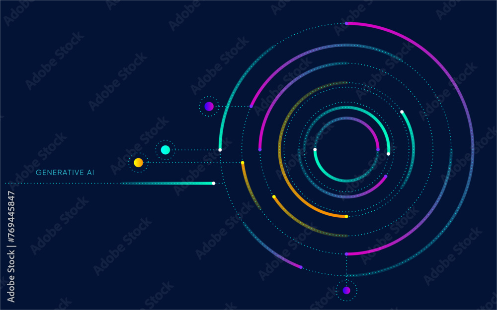 Poster illustration of abstract stream. artificial intelligence. big data, technology, ai, data transfer, d
