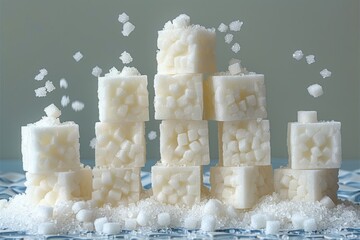 A cascade of sugar cubes and granules, the quintessence of sweetening, vital in culinary creation