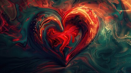 An abstract representation of a heart, with swirling patterns symbolizing loves complexity and intensity