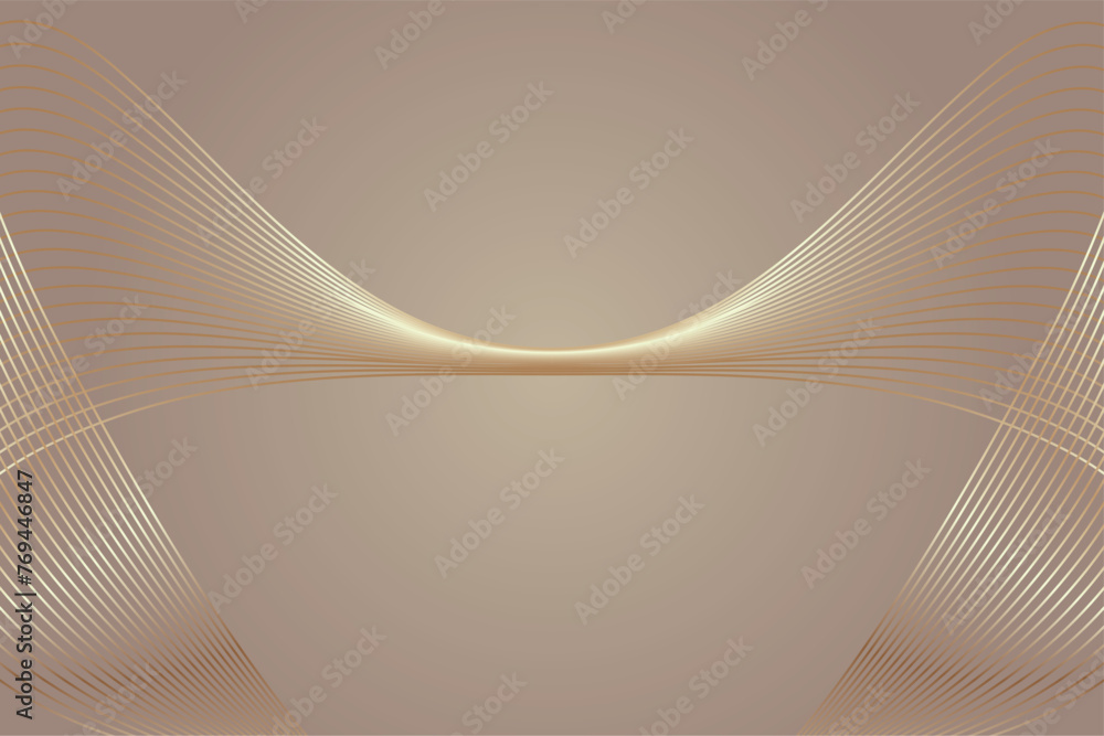Poster golden technological curved lines abstract architectural square vector background