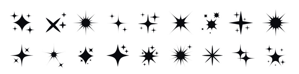 Fototapeta na wymiar Stars line art icon. Sparkle star icons. Shine icons