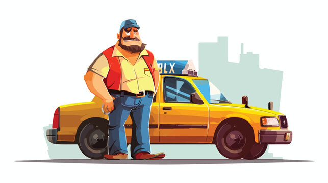 Taxi driver cartoon flat cartoon vactor illustratio