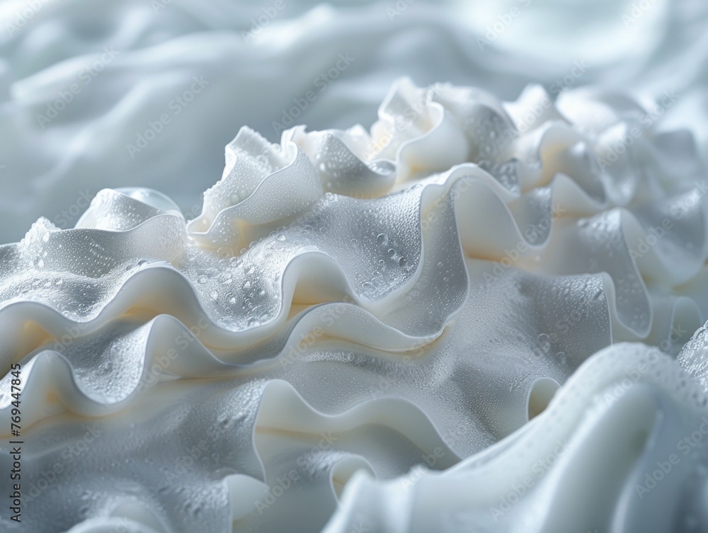 Poster delicate white fabric, with intricate textures and subtle cream undertones, creates a mesmerizing di