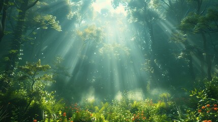 Fototapeta na wymiar sunlight in the forest
