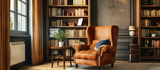 Cozy armchair and stylish furniture set in a living room 