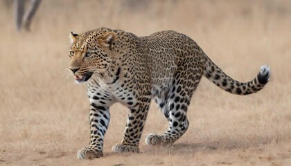 A Leopard With Its Tail Flicking Back And Forth I