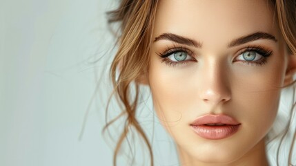 Fototapeta premium Fashion portrait of a lovely caucasian woman with beautiful facial features, Vogue magazine style photo