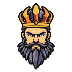 Realistic King Head Mascot for Esports Team Logo Flat Color Vector Art