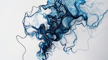 Quick contour lines free hand black and blue pen sketch - obrazy, fototapety, plakaty