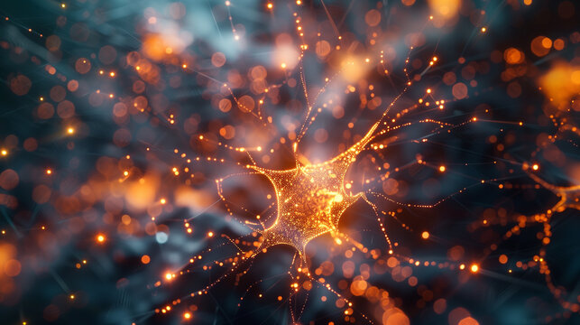 Close up of neuron connections with technology
