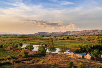 panorama of Miandrivazo at sunset, Madagascar