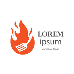 flaming hot grill logo design
