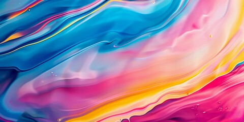 Close-up view of vibrant liquid painting showcasing abstract colors in fluid motion