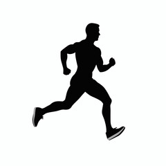 Fototapeta na wymiar Man runner black icon on white background. Male runner silhouette