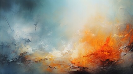 A fiery sky painting depicting a dramatic event in the natural landscape