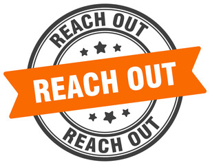 reach out stamp. reach out label on transparent background. round sign
