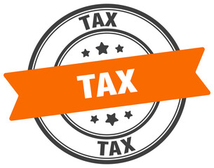 tax stamp. tax label on transparent background. round sign