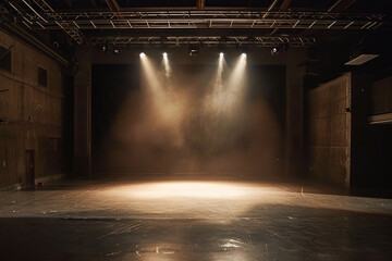 Spotlight Stage Theater Ambiance Dramatic Performance Space Haze Expression Venue - obrazy, fototapety, plakaty