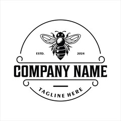 Bee and honey logo, design inspiration, illustration, vector