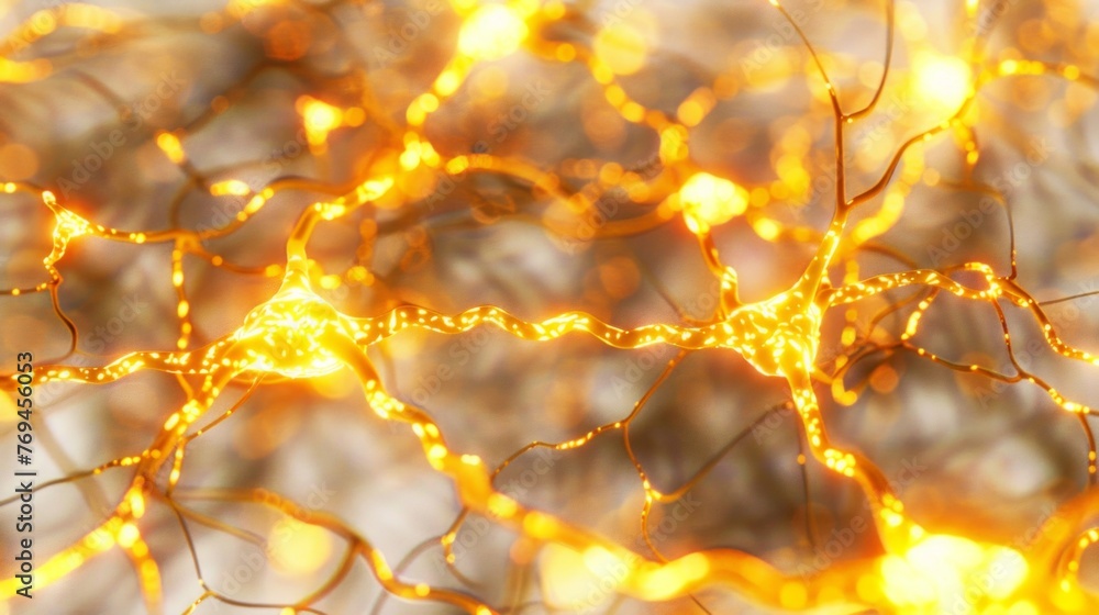 Poster abstract close-up of a neural network illustration, symbolizing complex connectivity and artificial 