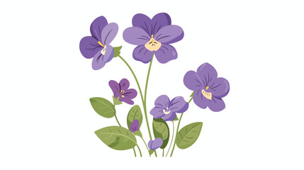 Fototapeta na wymiar Violet flower nature spring icon flat cartoon vactor