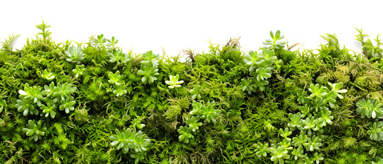 Obraz premium Green moss spreading from left to right isolated a white background