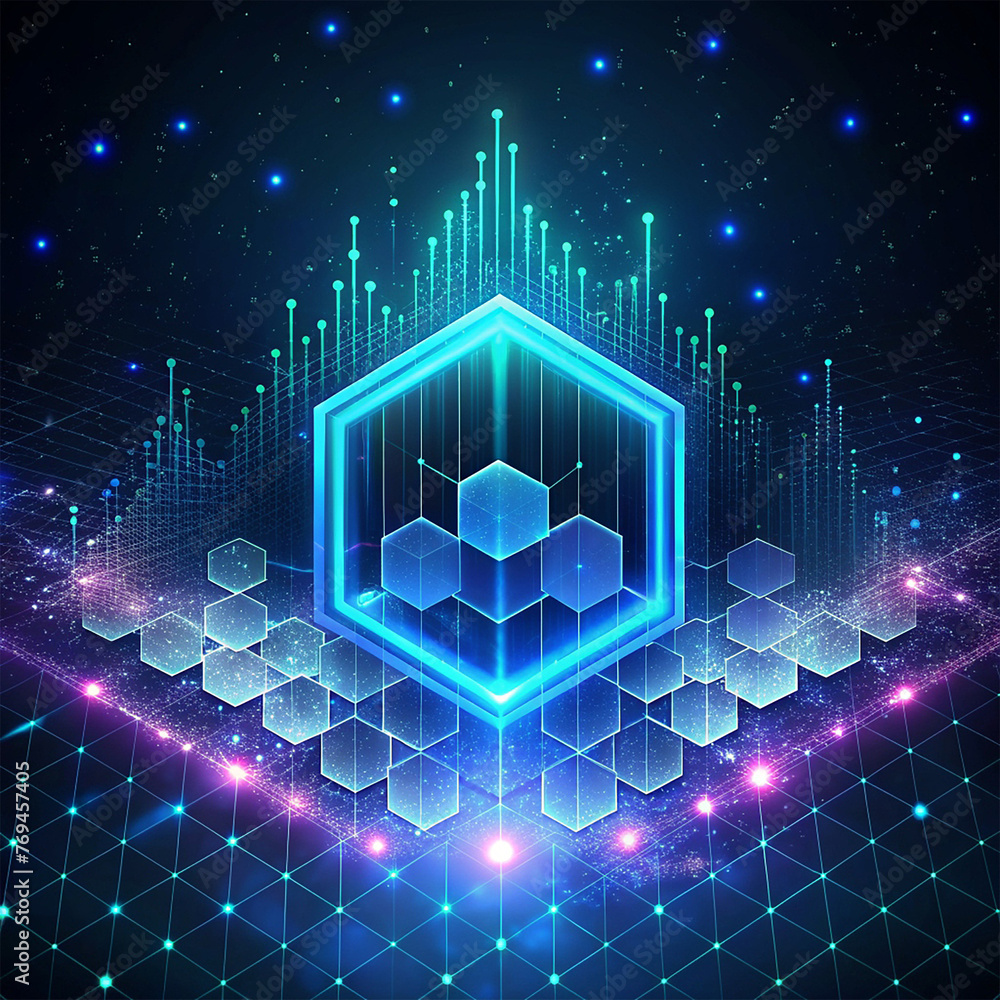 Fototapete abstract technology background. futuristic interface with geometric shapes and hexagons. vector illu