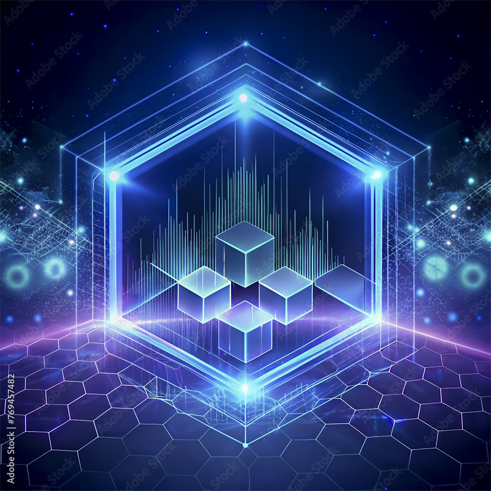 Poster abstract technology background. futuristic interface with geometric shapes and hexagons. vector illu