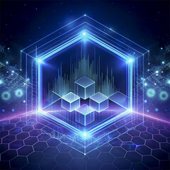 Abstract technology background. Futuristic interface with geometric shapes and hexagons. Vector illustration.